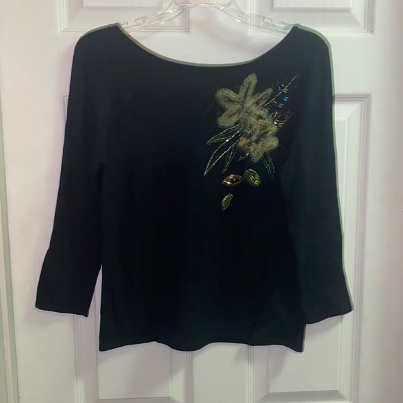 Anthracite size medium black floral embroidered sweater - Picture 1 of 2